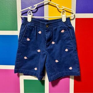 Janie and Jack Navy Blue Embroidered Fish Twill Short Size 6 Boating Preppy